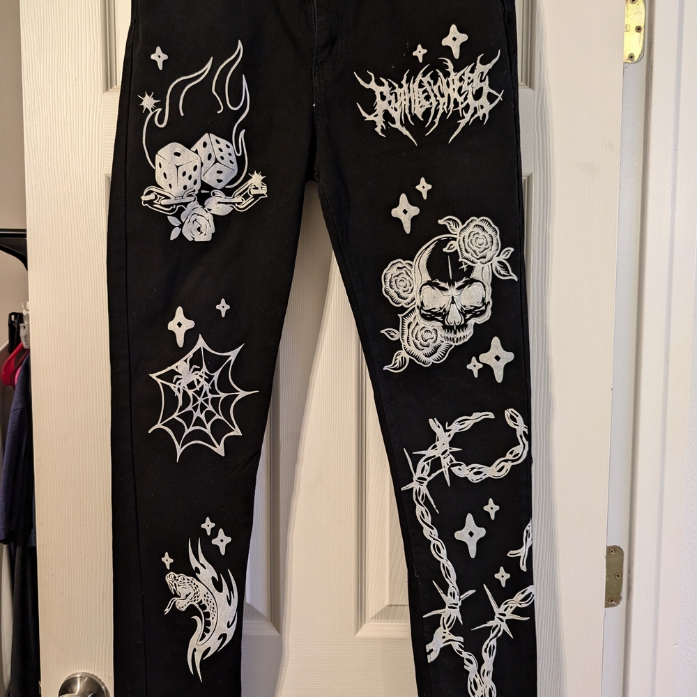 Black Graphic Men's Jeans. Rock Salt
